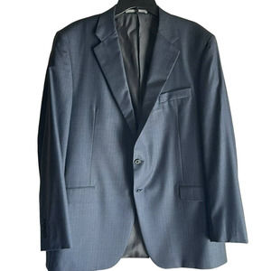 Hickey Freeman Loro Piana Super 150's Sport Coat 46L Two Button Pinstripe Navy